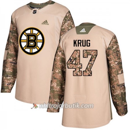 Män Ishockey Boston Bruins Tröja Torey Krug 47 Adidas 2017-2018 Camo Veterans Day Practice Authentic
